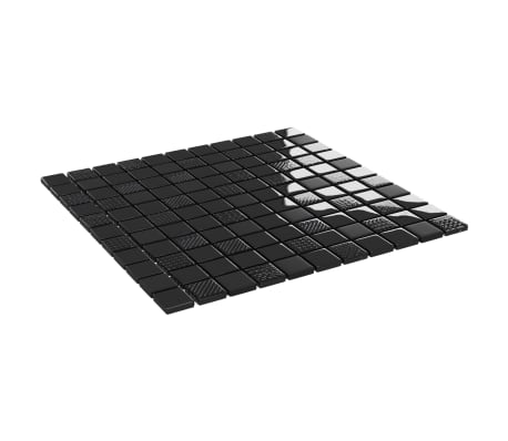 vidaXL Plăci mozaic, 11 buc., negru lucios, 30x30 cm, sticlă