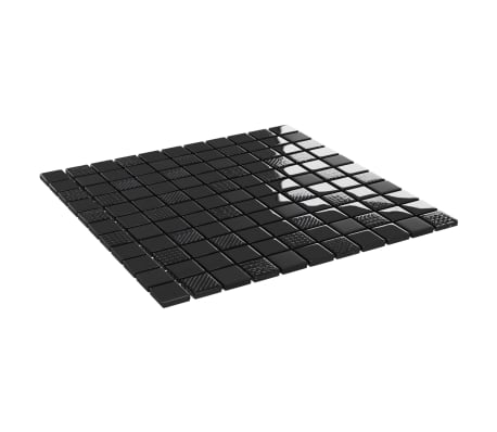 vidaXL Piastrelle Mosaico 22 pz Nero Lucido 30x30 cm in Vetro