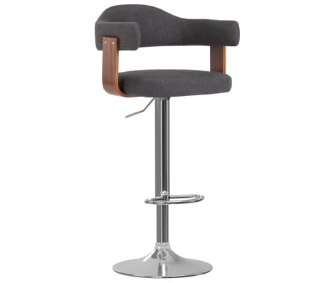 vidaXL Tabourets de bar lot de 2 gris fonc&eacute; bois courb&eacute; et tissu