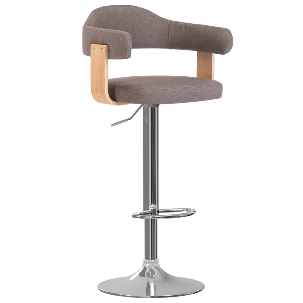 vidaXL Barkrukken 2 st gebogen hout en stof taupe afbeelding