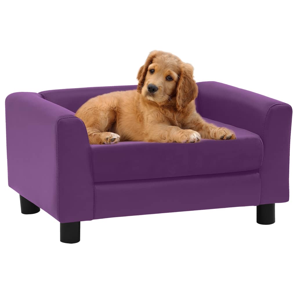 vidaXL Canapea câini pernă cu spumă vișiniu 60x43x30 cm pluș/piele eco Accesorii pentru câini 2023-09-26