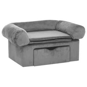 Pohovka pro psy se zásuvkou šedá 75 x 50 x 38 cm plyš - obrázek 2