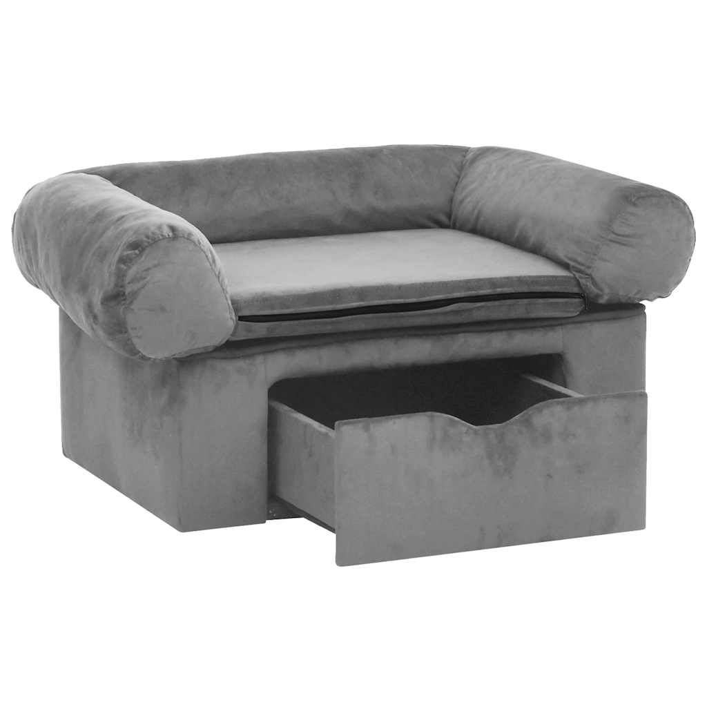 

vidaXL Hondenbank met lade 75x50x38 cm pluche grijs