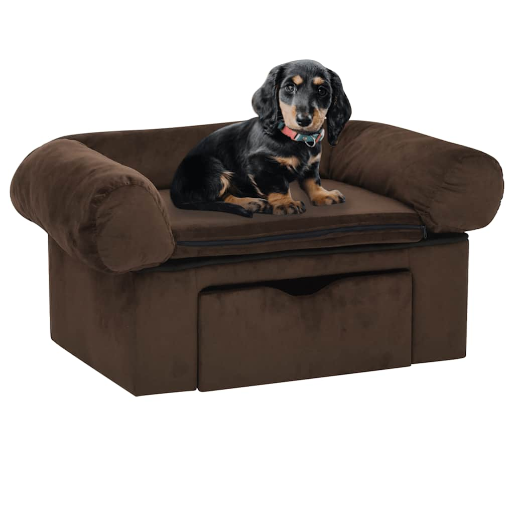 vidaXL Hundesofa mit Schublade Braun 75x50x38 cm Plüsch