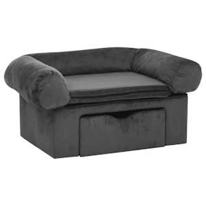 Pohovka pro psy se zásuvkou tmavě šedá 75 x 50 x 38 cm plyš - obrázek 2