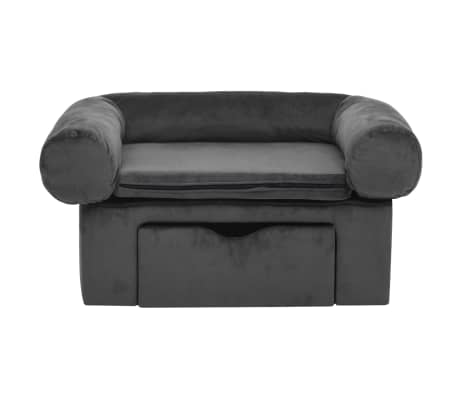 vidaXL Pasji kavč s predalom temno siv 75x50x38 cm pliš