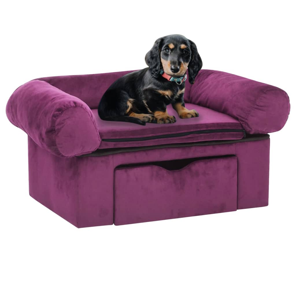 vidaXL Hundesofa mit Schublade Burgunderrot 75x50x38 cm Plüsch