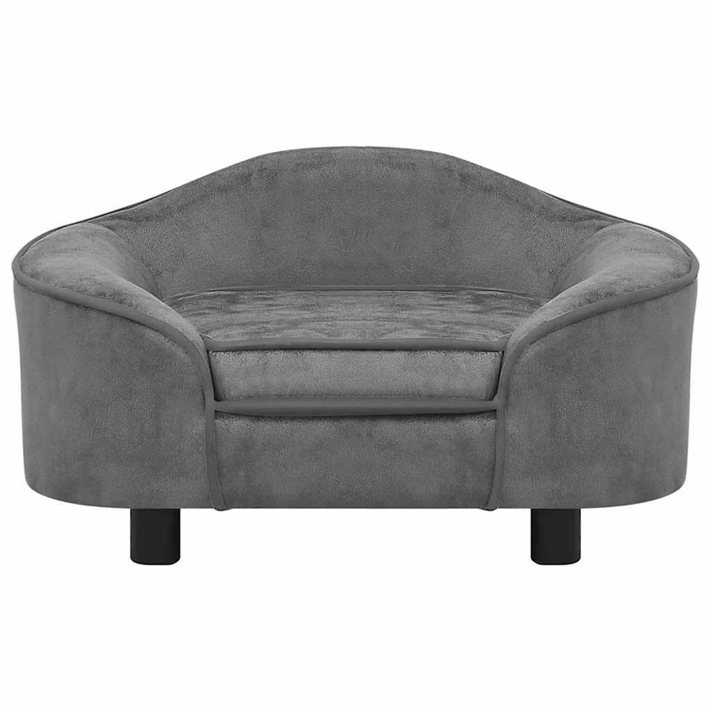 vidaXL Hondenbank 67x47x36 cm pluche grijs