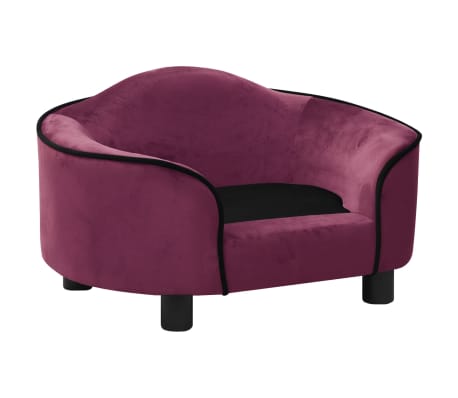 vidaXL Sofa dla psa, bordowa, 67x47x36 cm, pluszowa