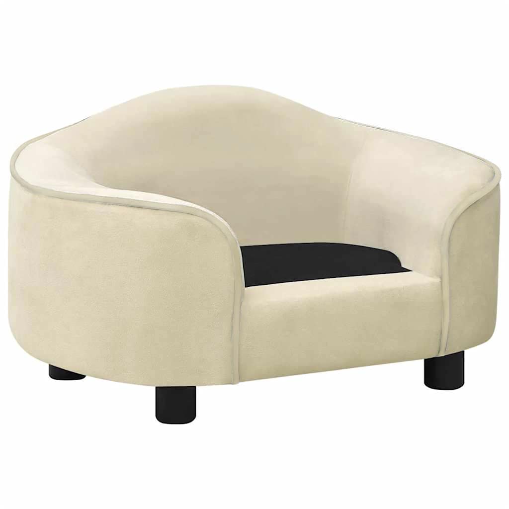 vidaXL Hondenbank 67x47x36 cm pluche crèmekleurig