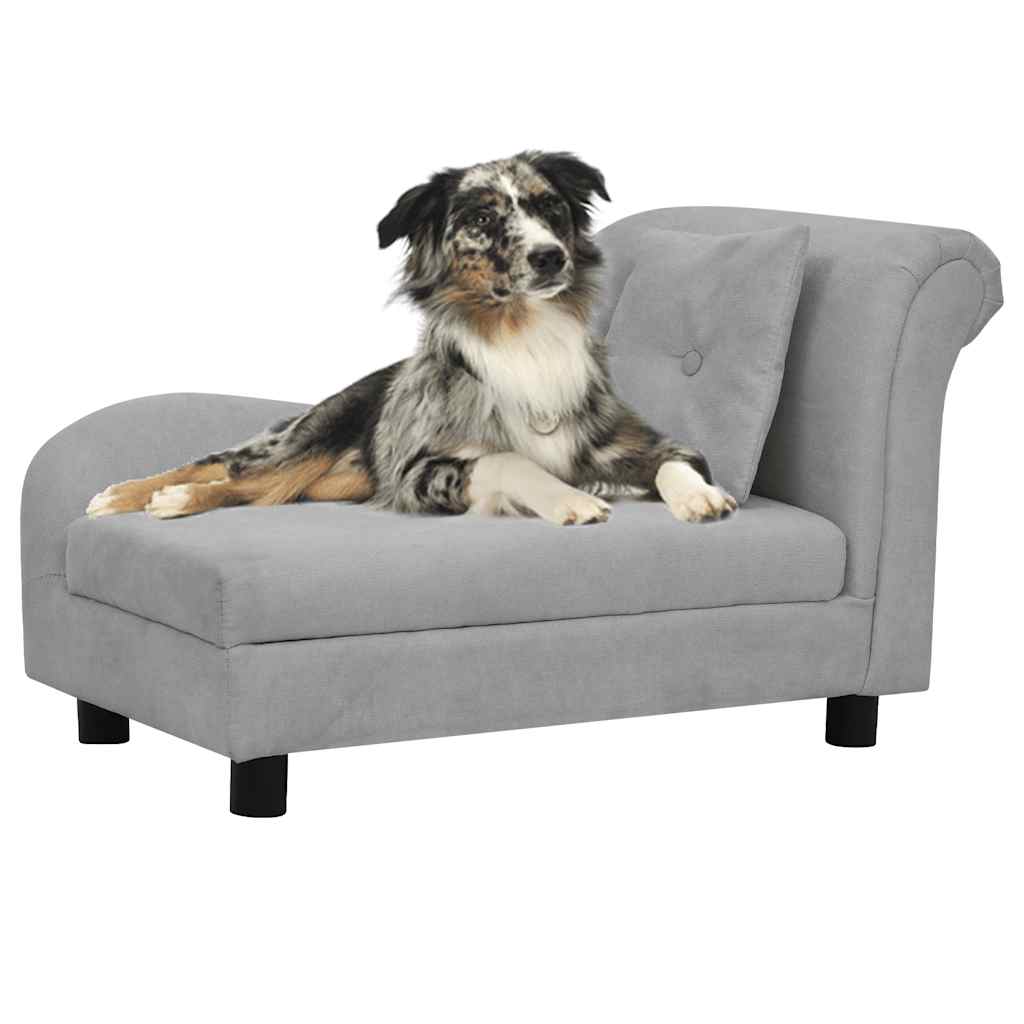 vidaXL Hundesofa mit Kissen Grau 83x44x44 cm Plüsch