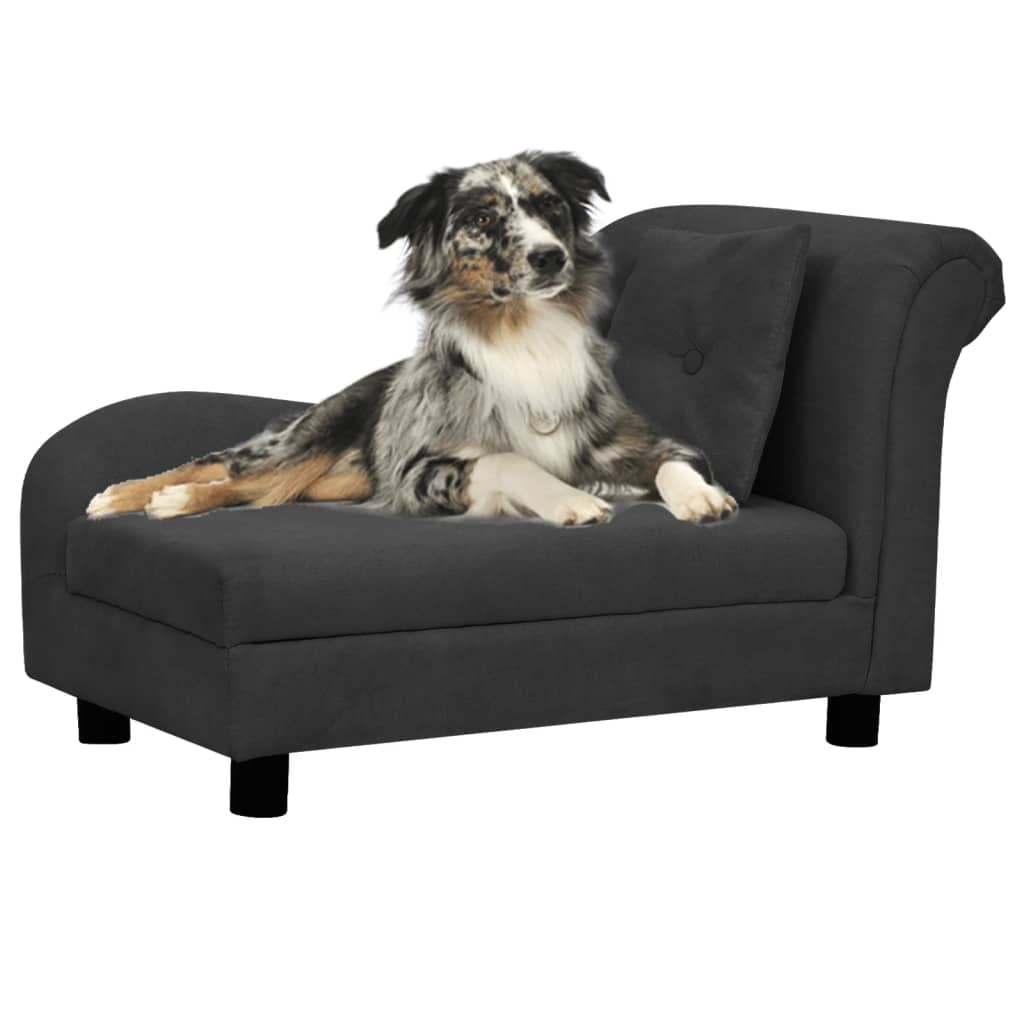 vidaXL Hundesofa mit Kissen Schwarz 83x44x44 cm Plüsch