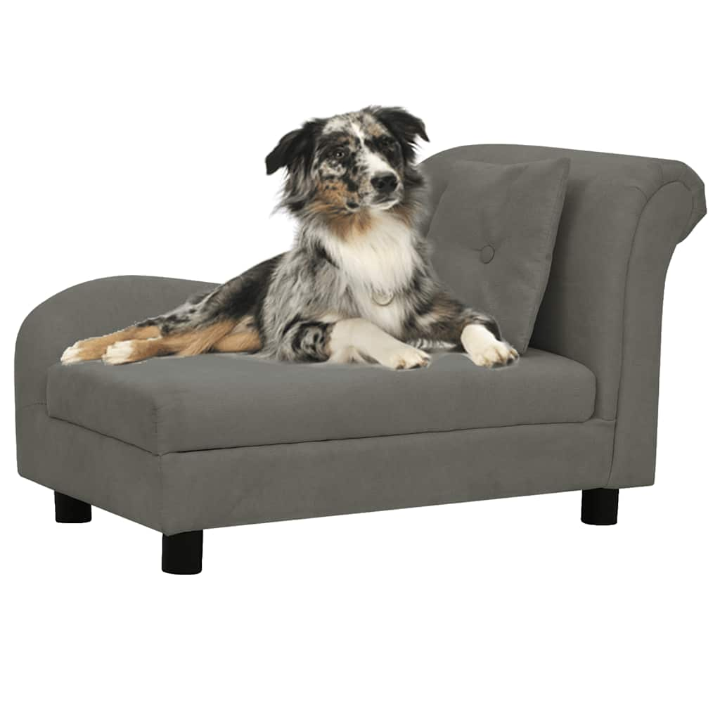 vidaXL Hundesofa mit Kissen Dunkelgrau 83x44x44 cm Plüsch