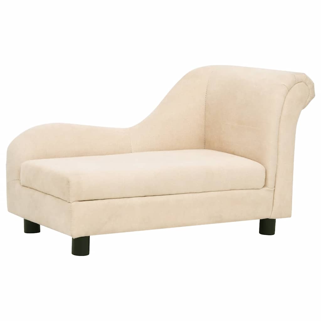 

vidaXL Hondenbank met kussen 83x44x44 cm pluche crèmekleurig