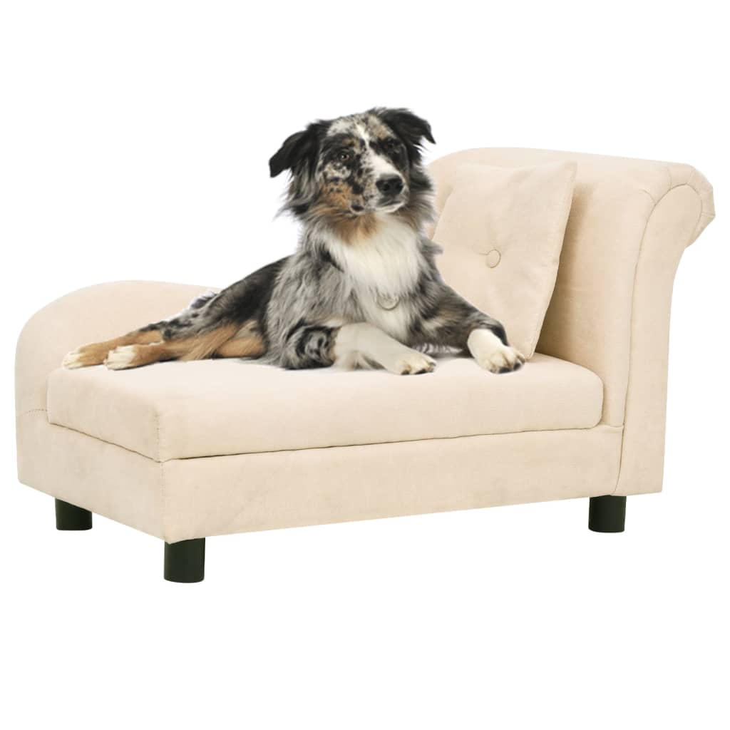 vidaXL Hundesofa mit Kissen Creme 83x44x44 cm Plüsch