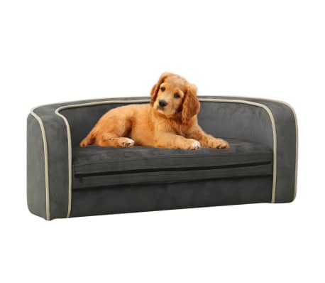 vidaXL Foldable Dog Sofa Grey 73x67x26 cm Plush Washable Cushion