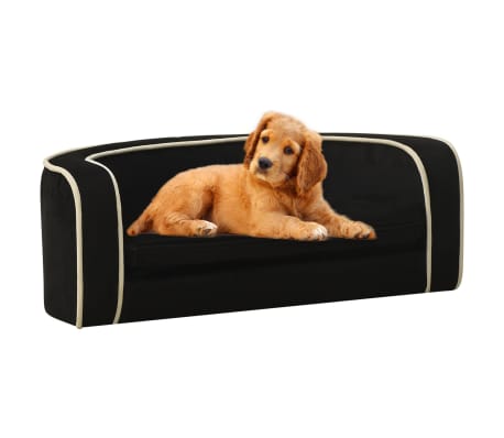 vidaXL Foldable Dog Sofa Black 73x67x26 cm Plush Washable Cushion