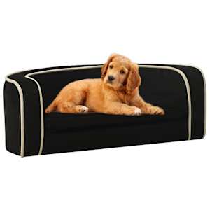 vidaXL Foldable Dog Sofa Black 73x67x26 cm Plush Washable Cushion