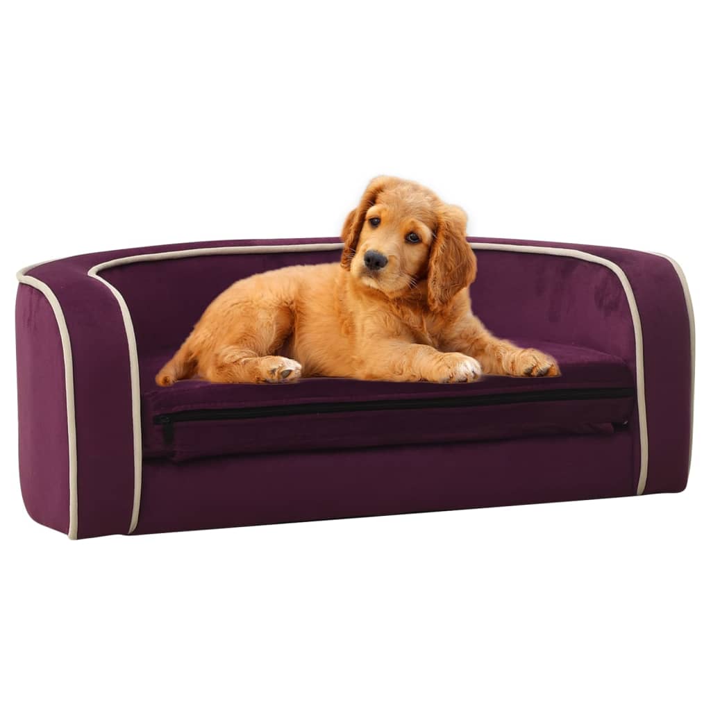 vidaXL Hundesofa Klappbar Burgunderrot 73x67x26 cm Plüsch Waschbar