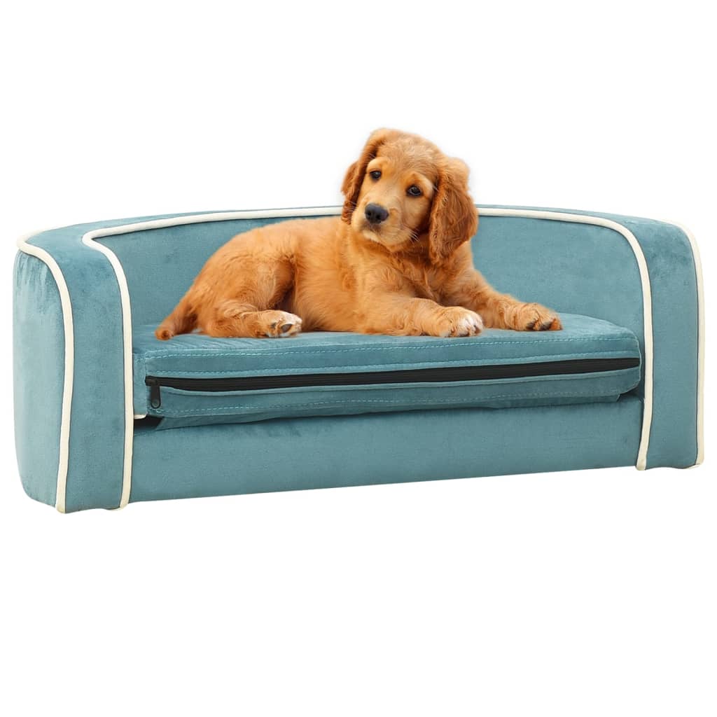 vidaXL Sofá plegable de perros cojín lavable felpa turquesa 73x67x26cm