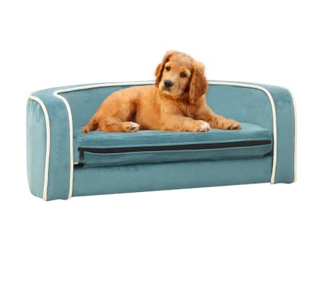 vidaXL Sofá plegable de perros cojín lavable felpa turquesa 73x67x26cm