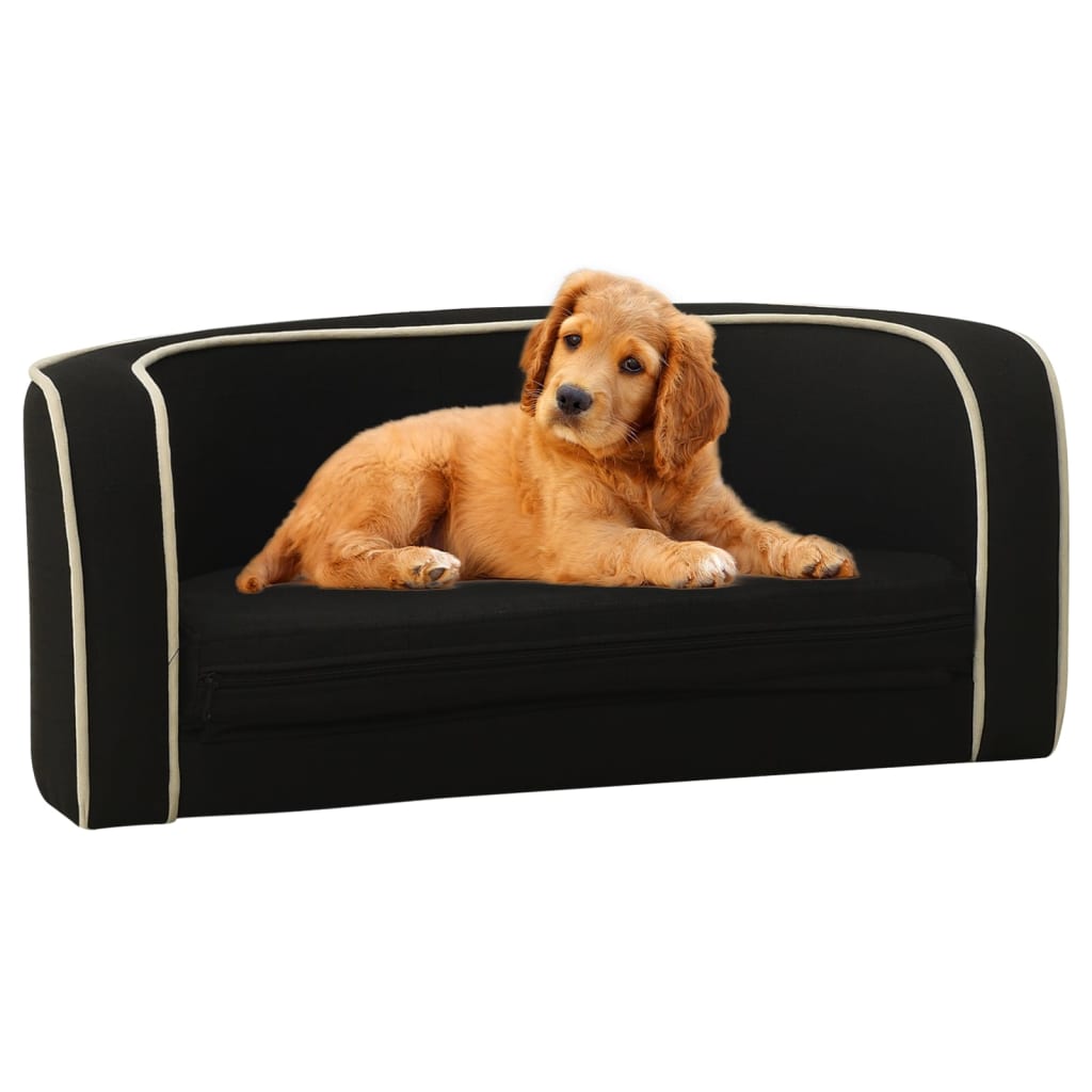 vidaXL Hundesofa Klappbar Schwarz 76x71x30 cm Leinen Waschbares Kissen