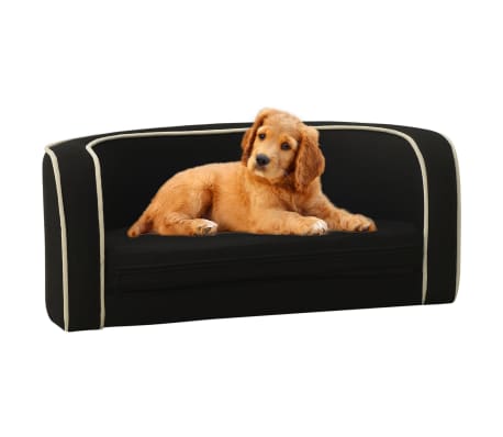 vidaXL Hundesofa Klappbar Schwarz 76x71x30 cm Leinen Waschbares Kissen