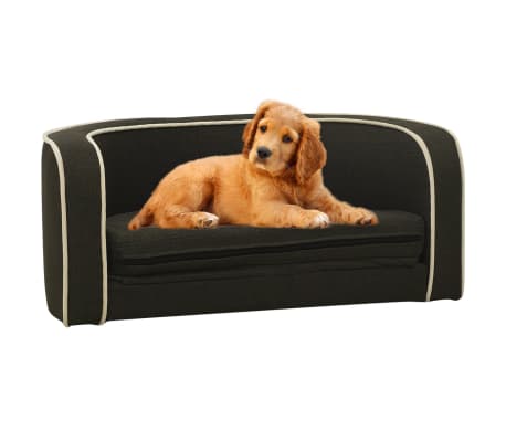vidaXL Foldable Dog Sofa Dark Grey 76x71x30 cm Linen Washable Cushion