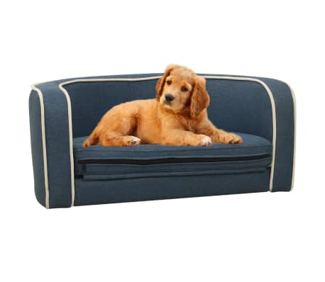 vidaXL Zložljiv pasji kavč moder 76x71x30 cm s platneno pralno blazino