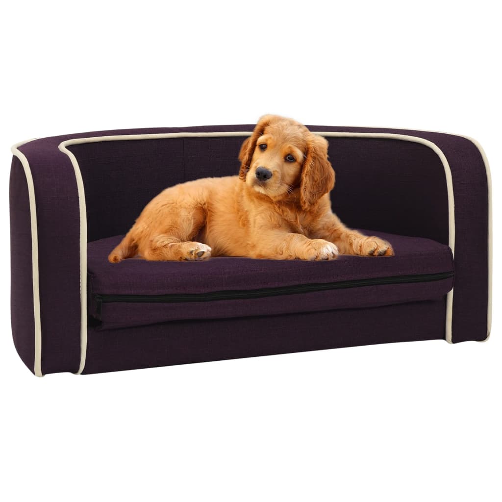 vidaXL Foldable Dog Sofa Burgundy 76x71x30 cm Linen Washable Cushion