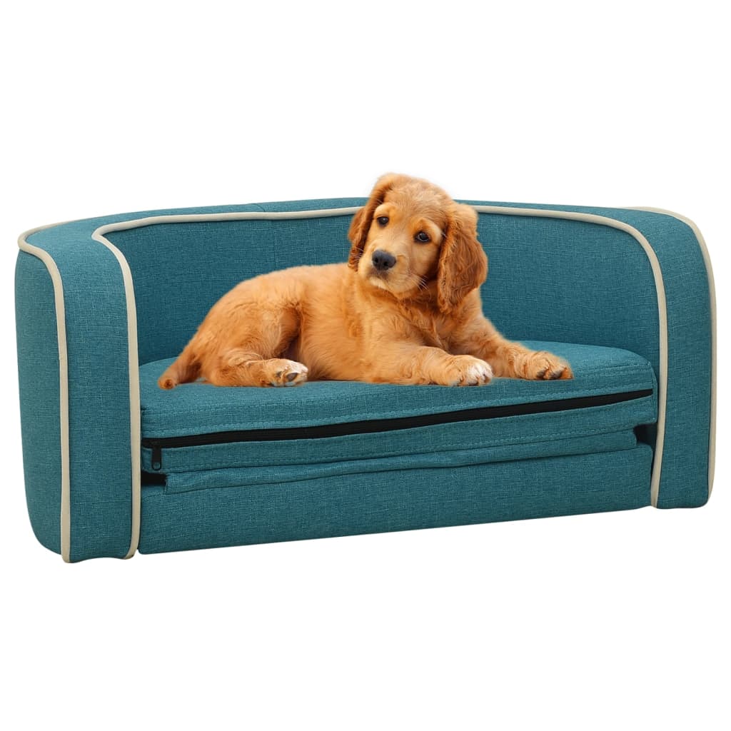 vidaXL Sofá plegable para perro cojín lavable lino turquesa 76x71x30cm