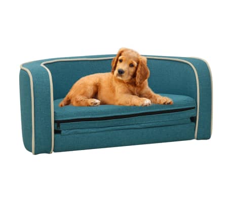 vidaXL Rozkładana sofa dla psa, turkusowa, 76x71x30 cm, lniana