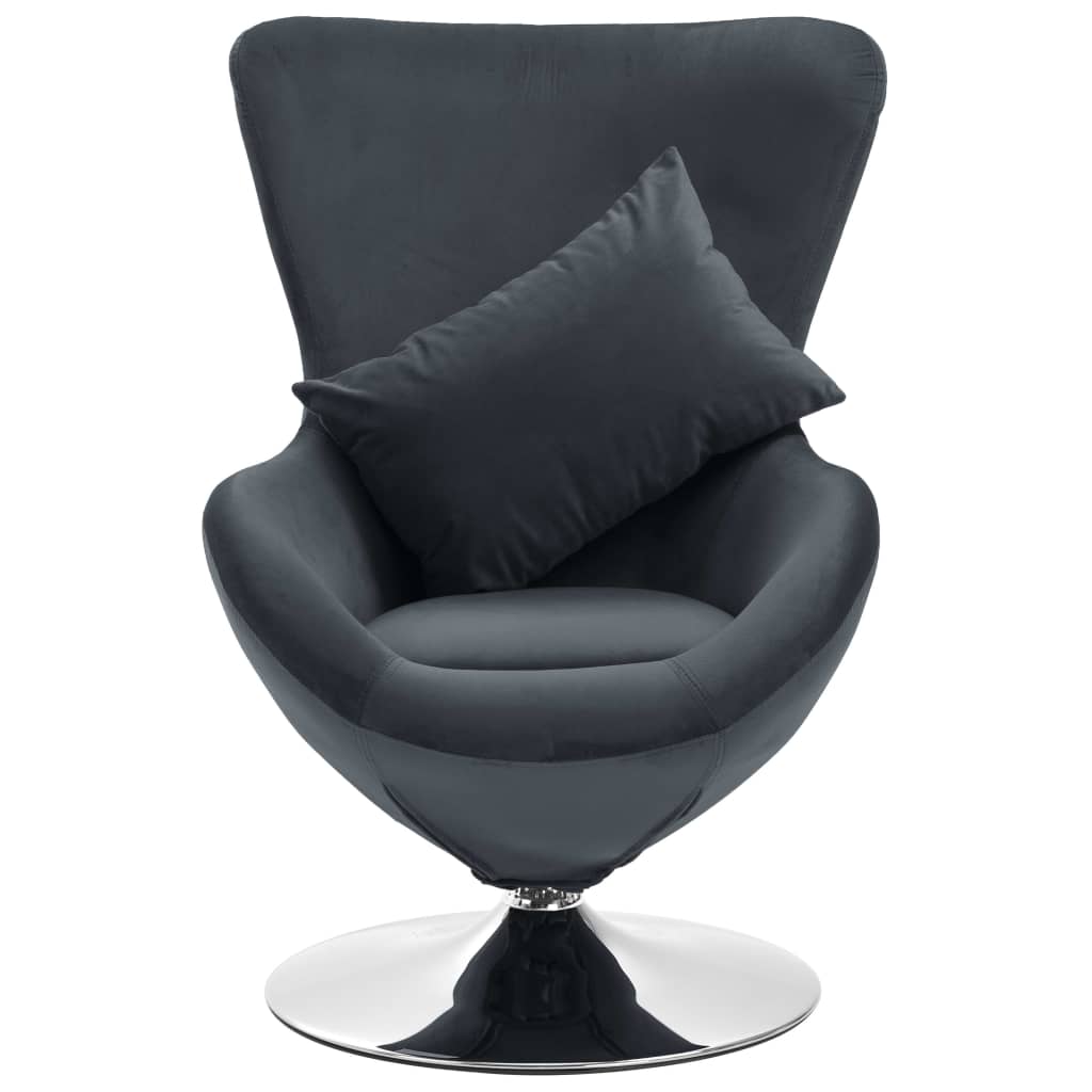 vidaXL Pasukama kėdė su pagalvėle, tamsiai pilka, aksomas