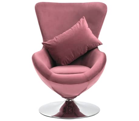 vidaXL Otočná stolička v tvare vajca s vankúšom ružová zamatová