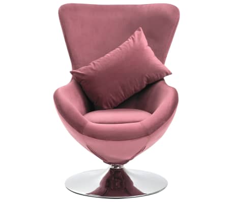 vidaXL Sillón egg giratorio de terciopelo con cojín rosa