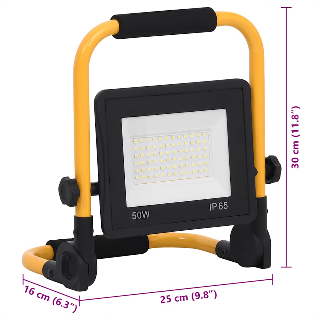 LED прожектор с дръжка, 50 W, топло бяло