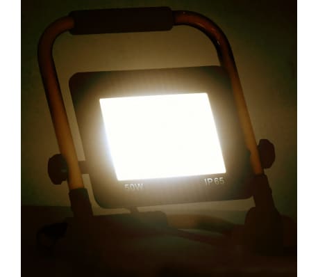 vidaXL Προβολέας LED με Λαβή Θερμό Λευκό 50 W