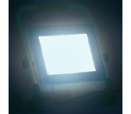 vidaXL LED прожектор с дръжка, 100 W, студено бяло