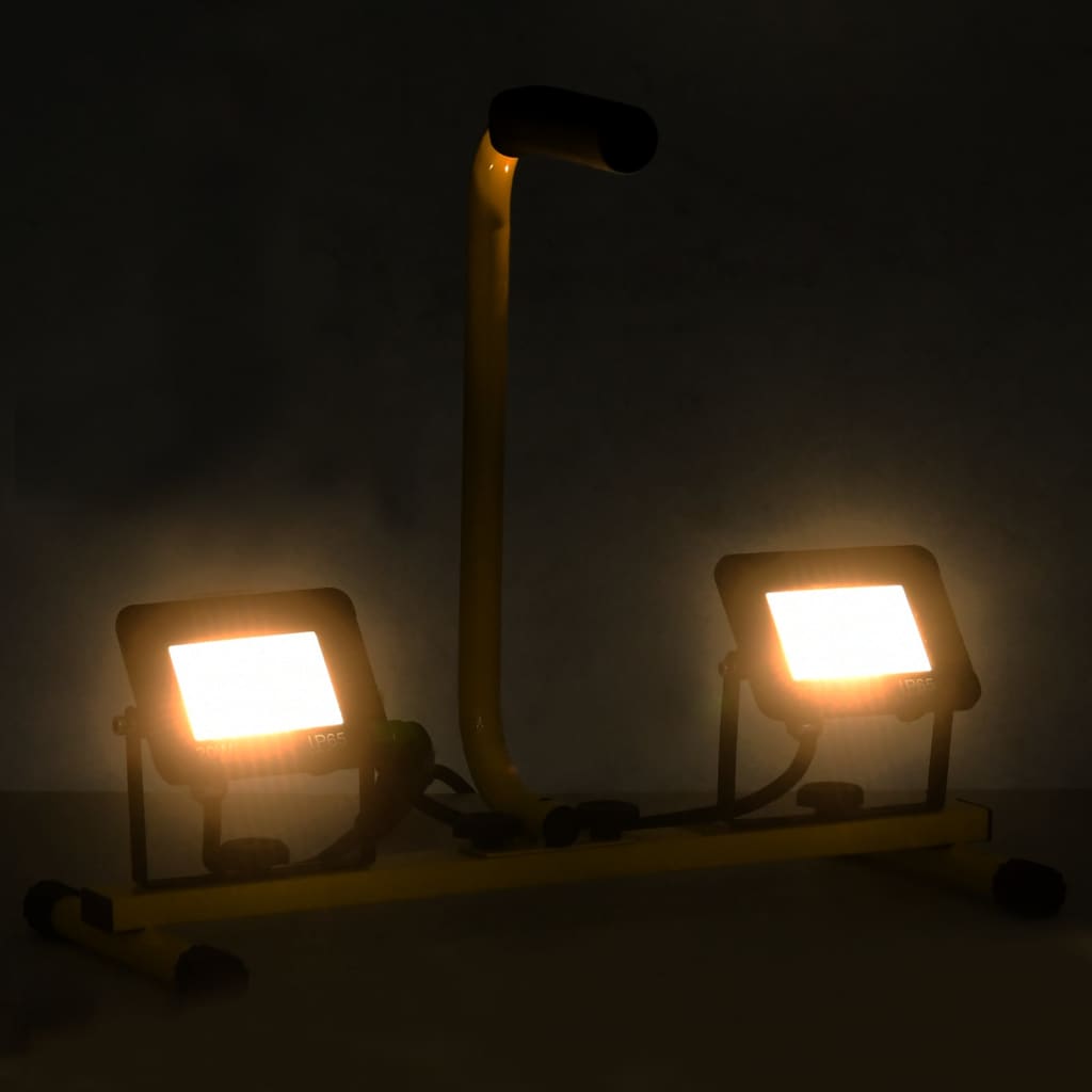vidaXL LED-valonheitin kahvalla 2x20 W lämmin valkoinen