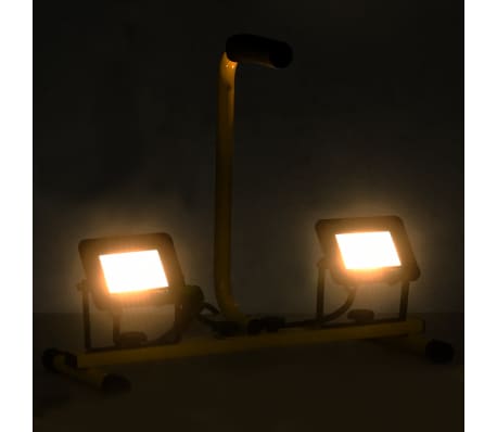 vidaXL LED-valonheitin kahvalla 2x20 W lämmin valkoinen
