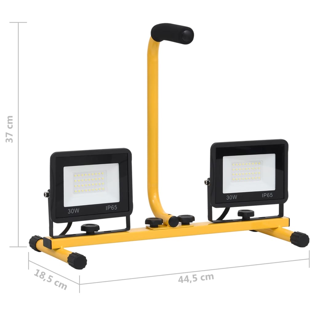 Proiector LED cu mâner, 2x30 W, alb cald