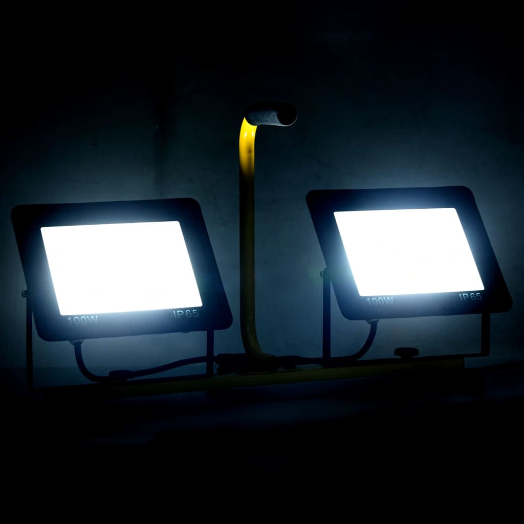 vidaXL LED-projektør med håndtag 2x100 W kold hvid