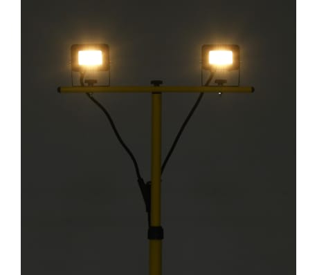 vidaXL LED prožektors ar statīvu, 2x10 W, silti balta gaisma