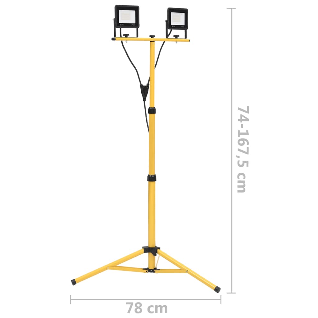 Meleg fehér fényű háromlábú LED-es reflektor 2 x 20 W 