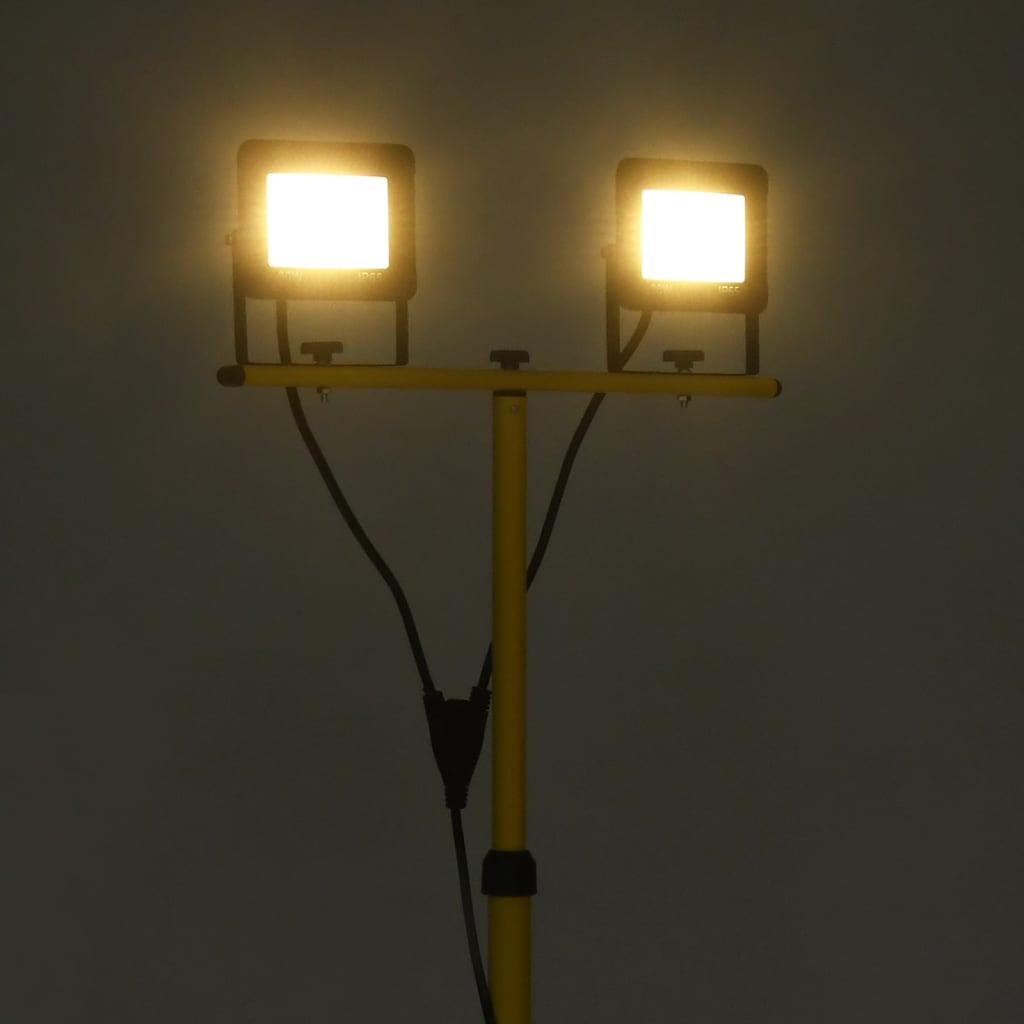 vidaXL Foco LED con trípode 2x30 W blanco cálido