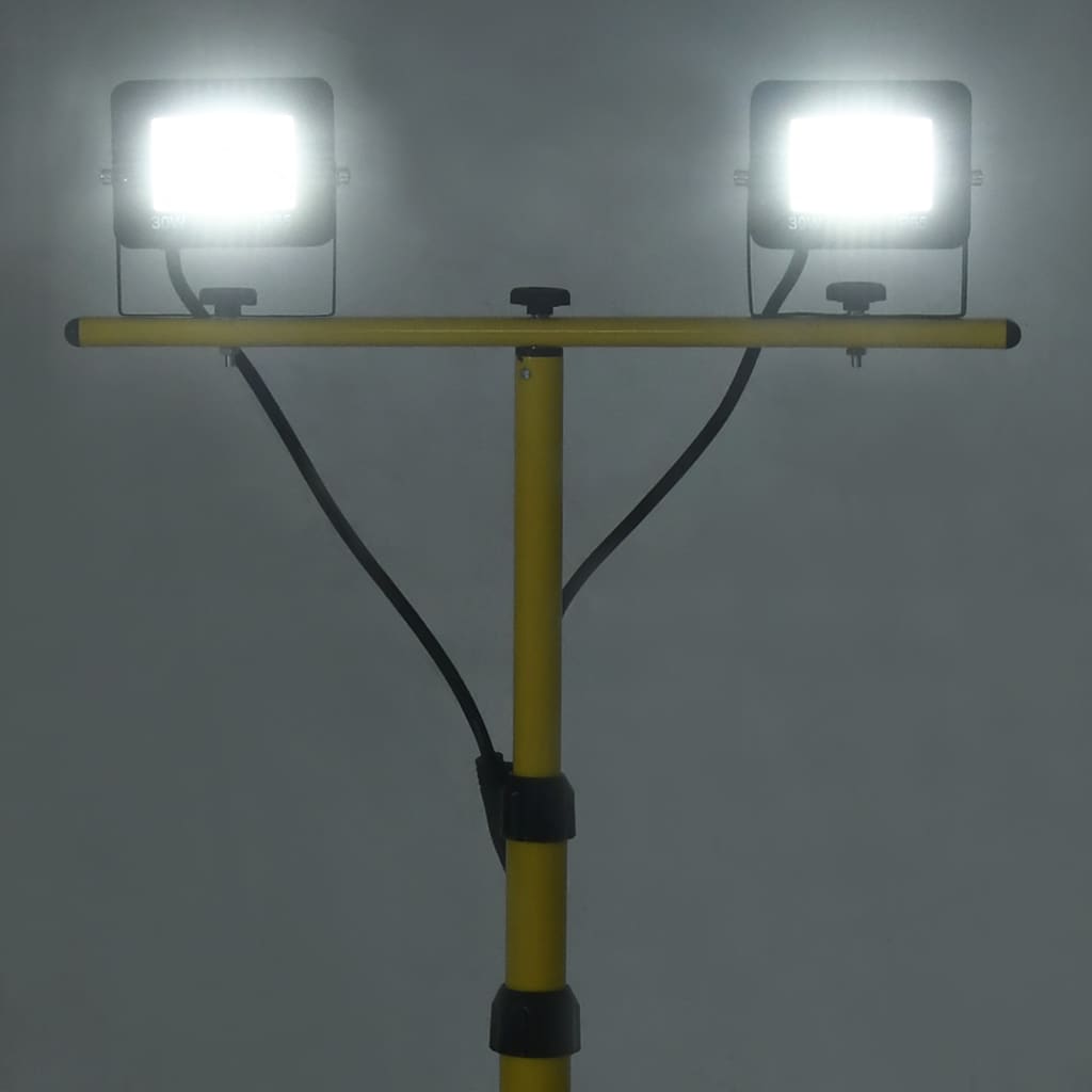 vidaXL LED prožektorius su trikoju, šaltos baltos spalvos, 2x30W