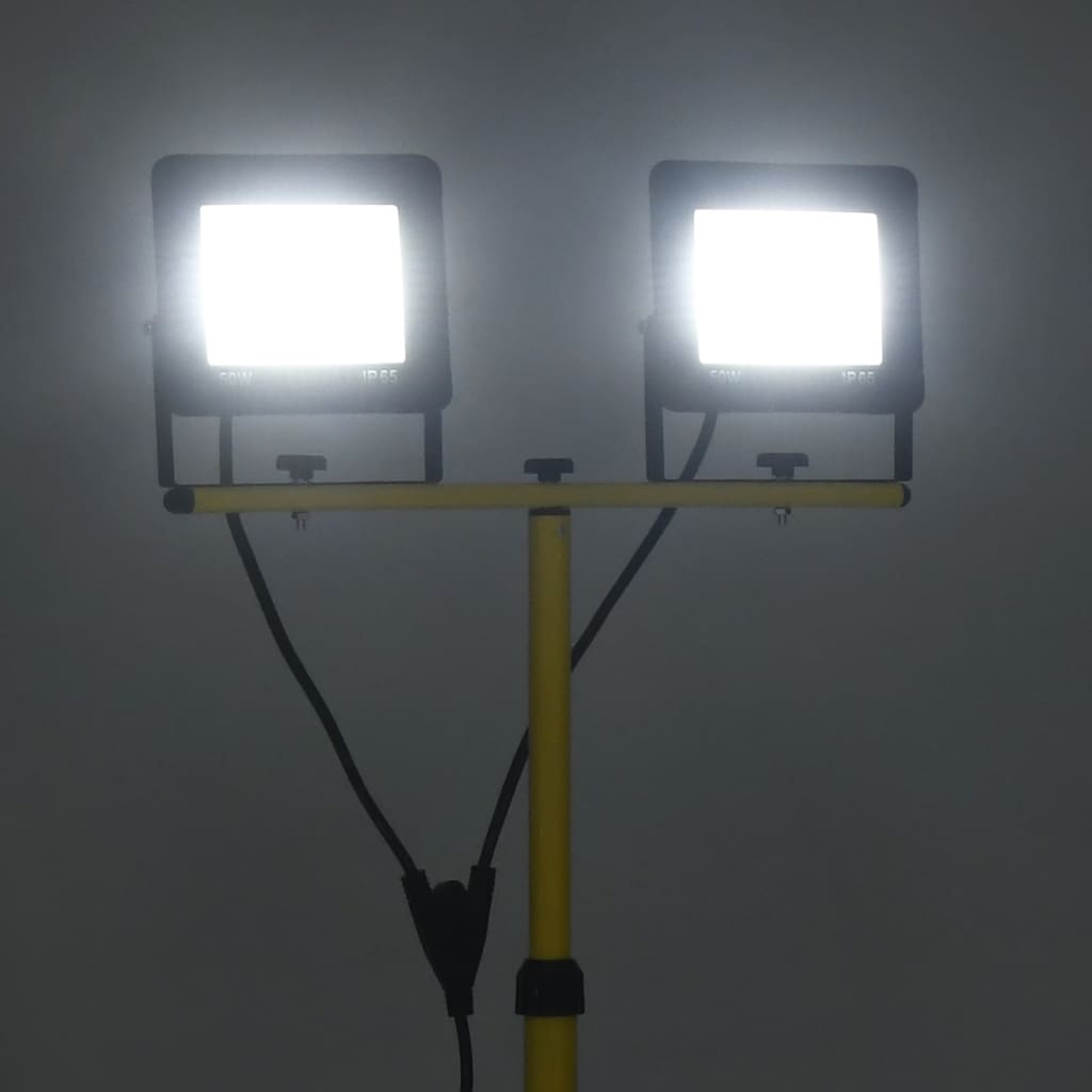 vidaXL LED prožektors ar statīvu, 2x50 W, vēsi balta gaisma