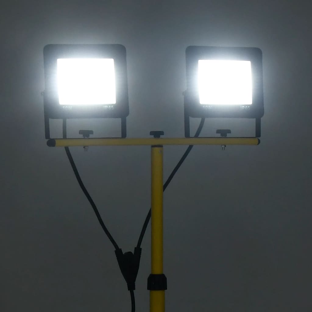 vidaXL Spotlight met statief LED 2x50 W koudwit afbeelding