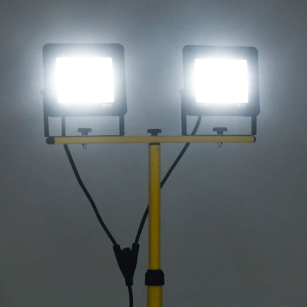 vidaXL Spotlight met statief LED 2x100 W koudwit afbeelding