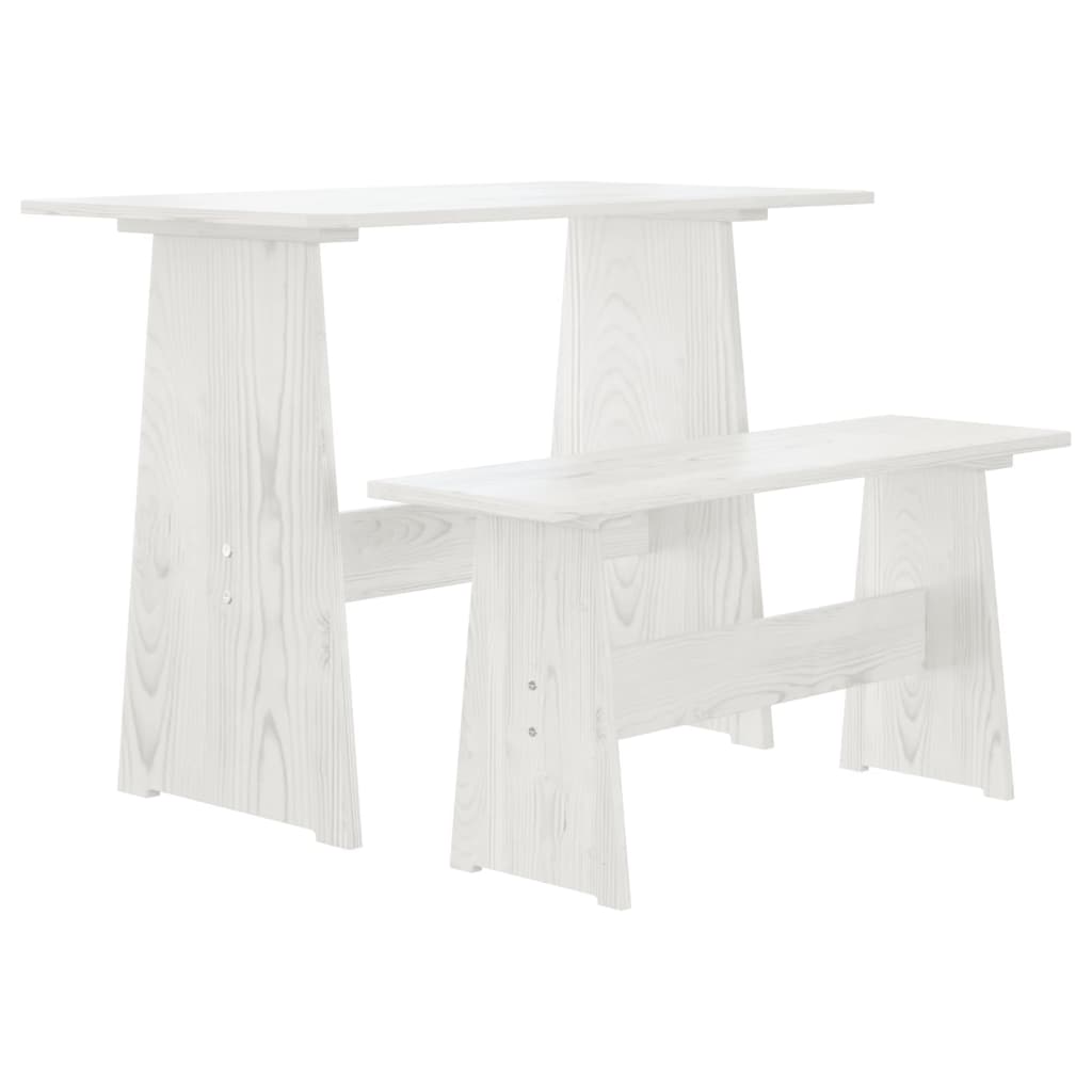 vidaXL Table à manger avec banc Blanc Bois de pin solide